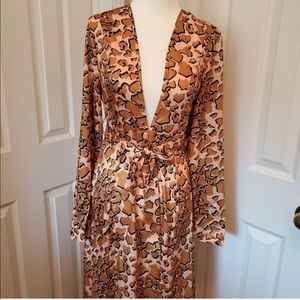 Nasty Gal Satin Giraffe Print Maxi Dress